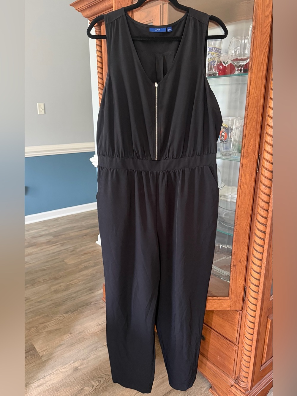 Apt. 9 Black Sleeveless Zip-Front Parachute Jumpsuit